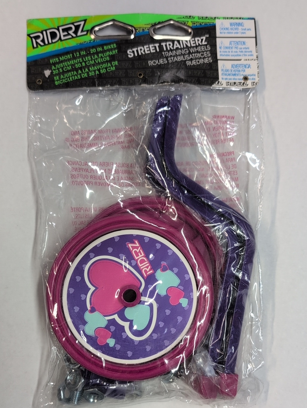 Ridez Street Trainerz Purple & Pink Heart Kids Bicycle Training Wheels